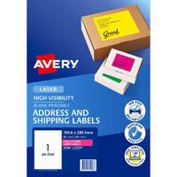 avery 35998 l7167fp high visibility shipping label laser 1up fluoro pink pack 25