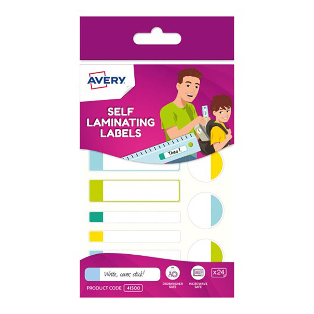 Image for AVERY 41500 KIDS SELF LAMINATING LABELS ASSORTED SHAPES PACK 24 from Coastal Office National
