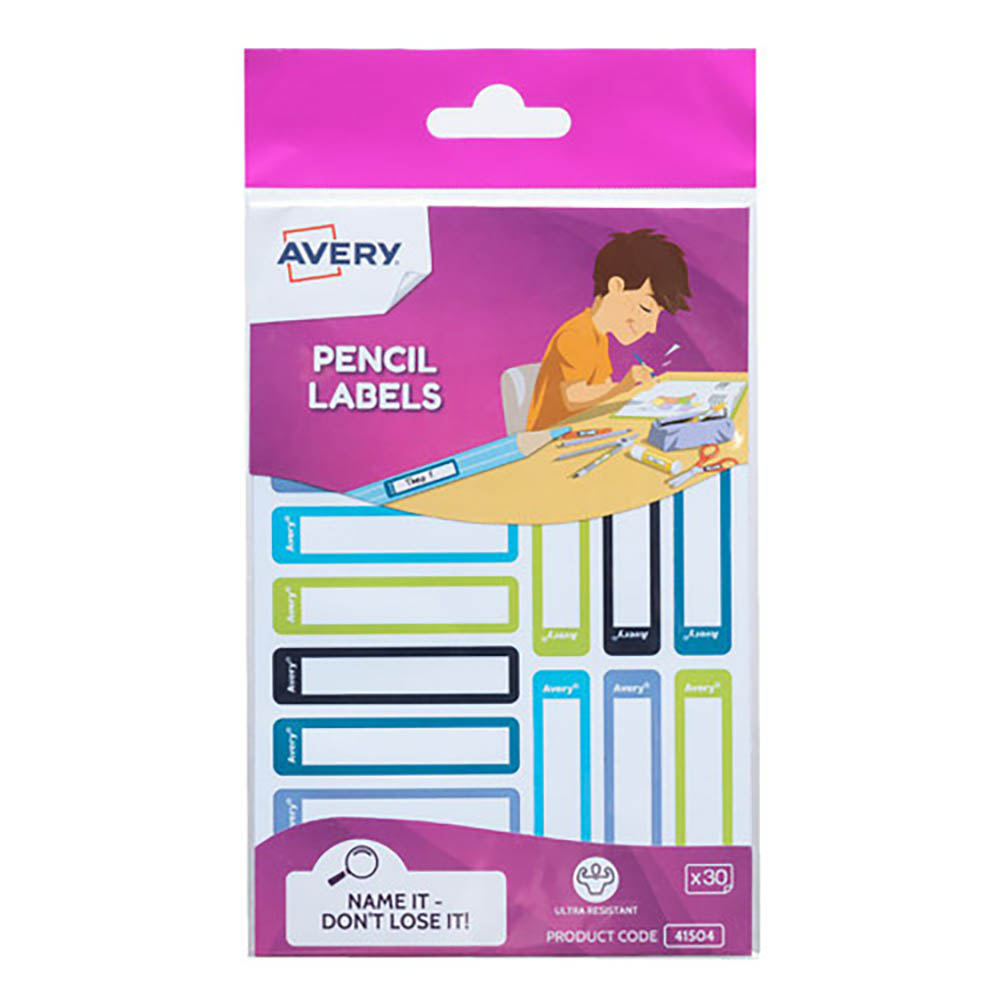 Image for AVERY 41504 KIDS PENCIL LABELS BLUE AND GREEN PACK 30 from Office National Xpress - Rockhampton