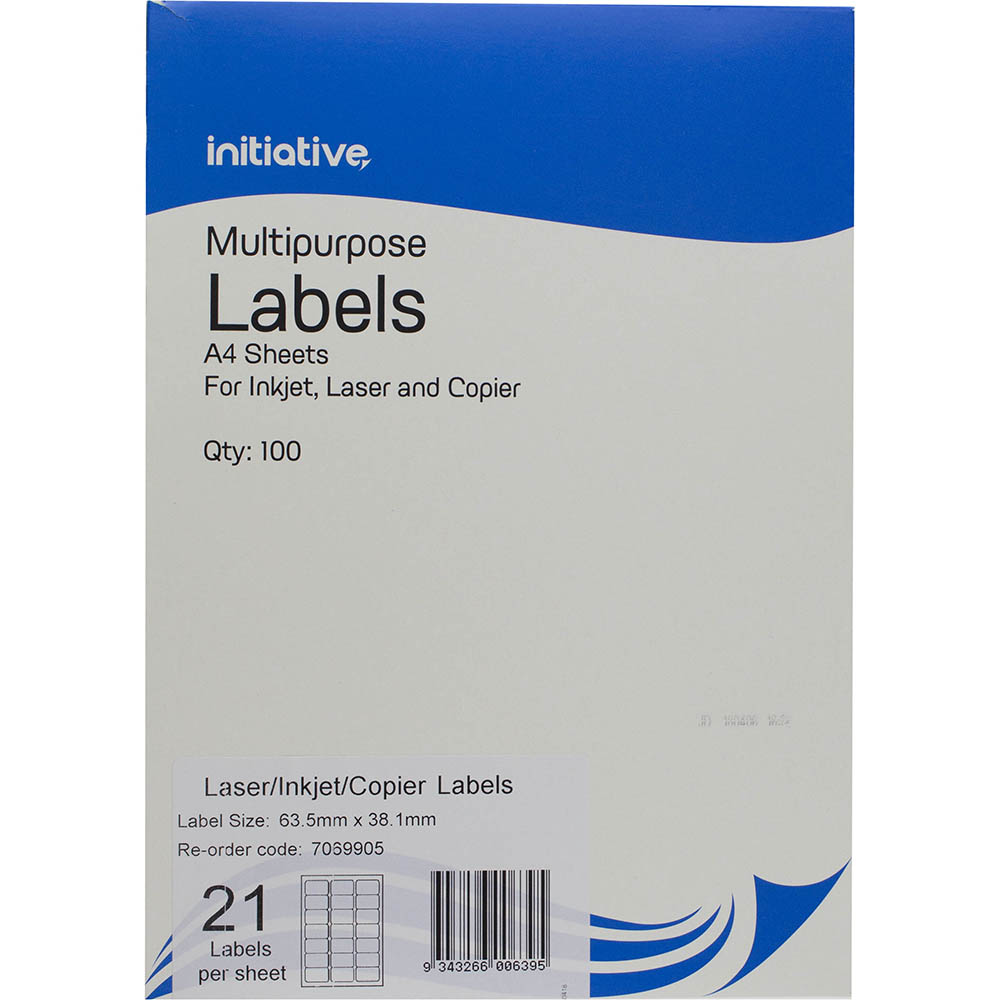 Image for INITIATIVE MULTI-PURPOSE LABELS 21UP 63.5 X 38.1MM PACK 100 from Office National