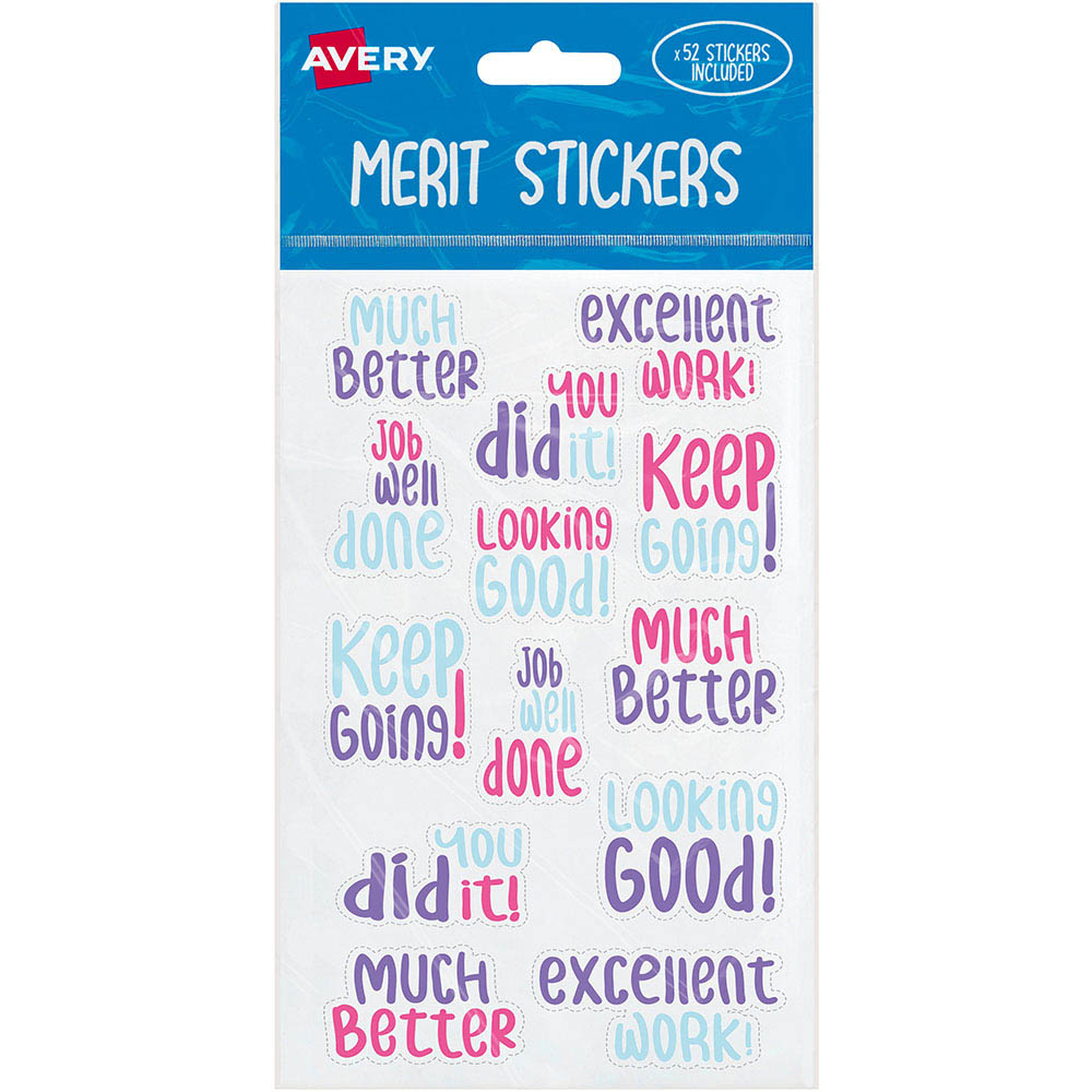 Image for AVERY 698004 MERIT STICKERS SAMBLE PACK 52 from PaperChase Office National