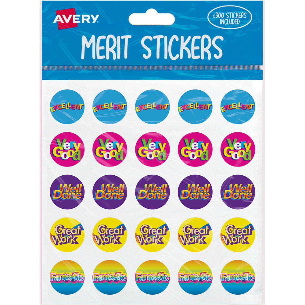 Image for AVERY 698008 MERIT STICKERS CAPTIONS 2 PACK 300 from OFFICE NATIONAL CANNING VALE