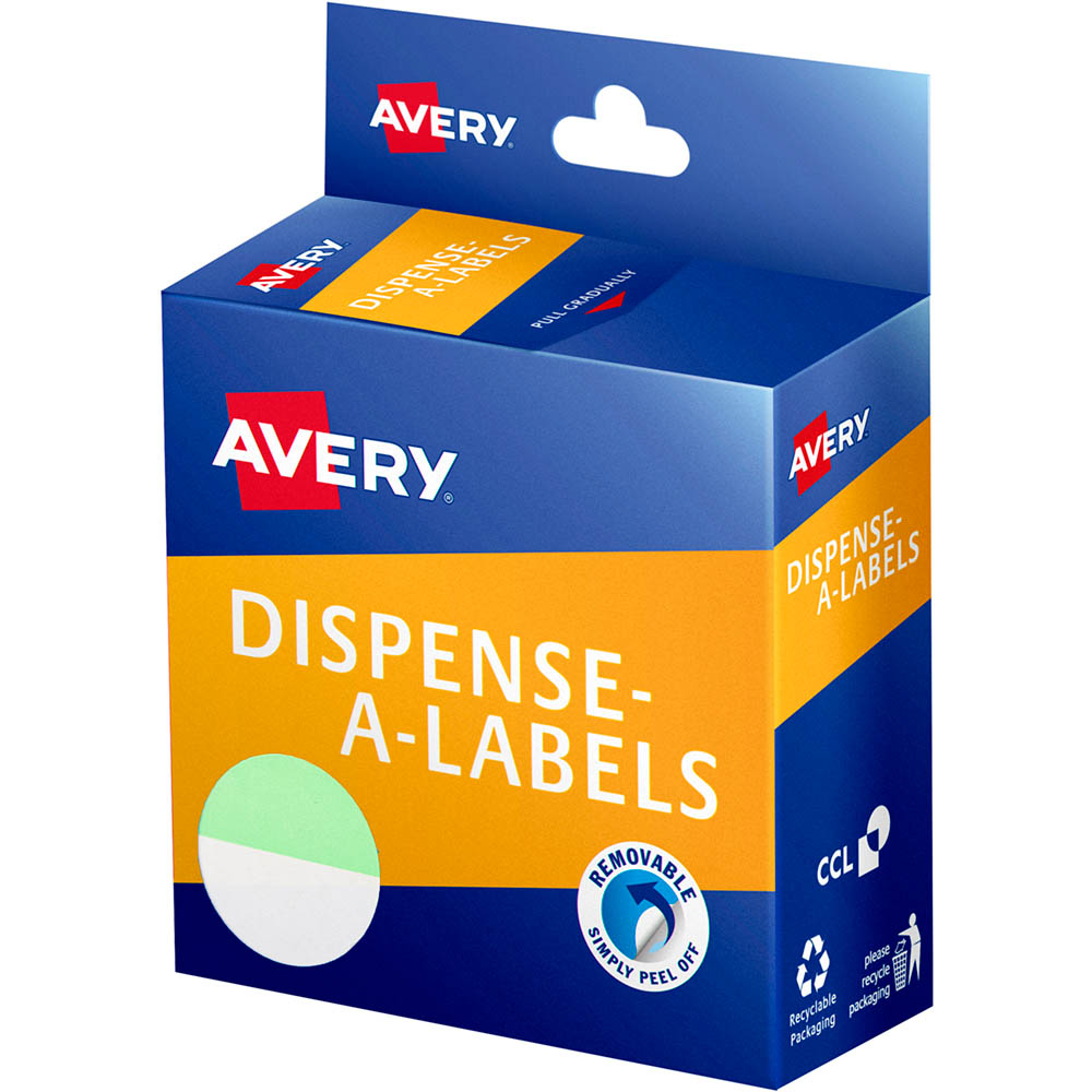 Image for AVERY 937278 ROUND LABEL DISPENSER 24MM MINT/WHITE BOX 300 from Our Town & Country Office National