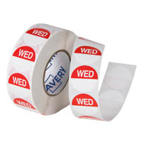 avery 937331 removable day label wednesday 24mm red/white box 1000