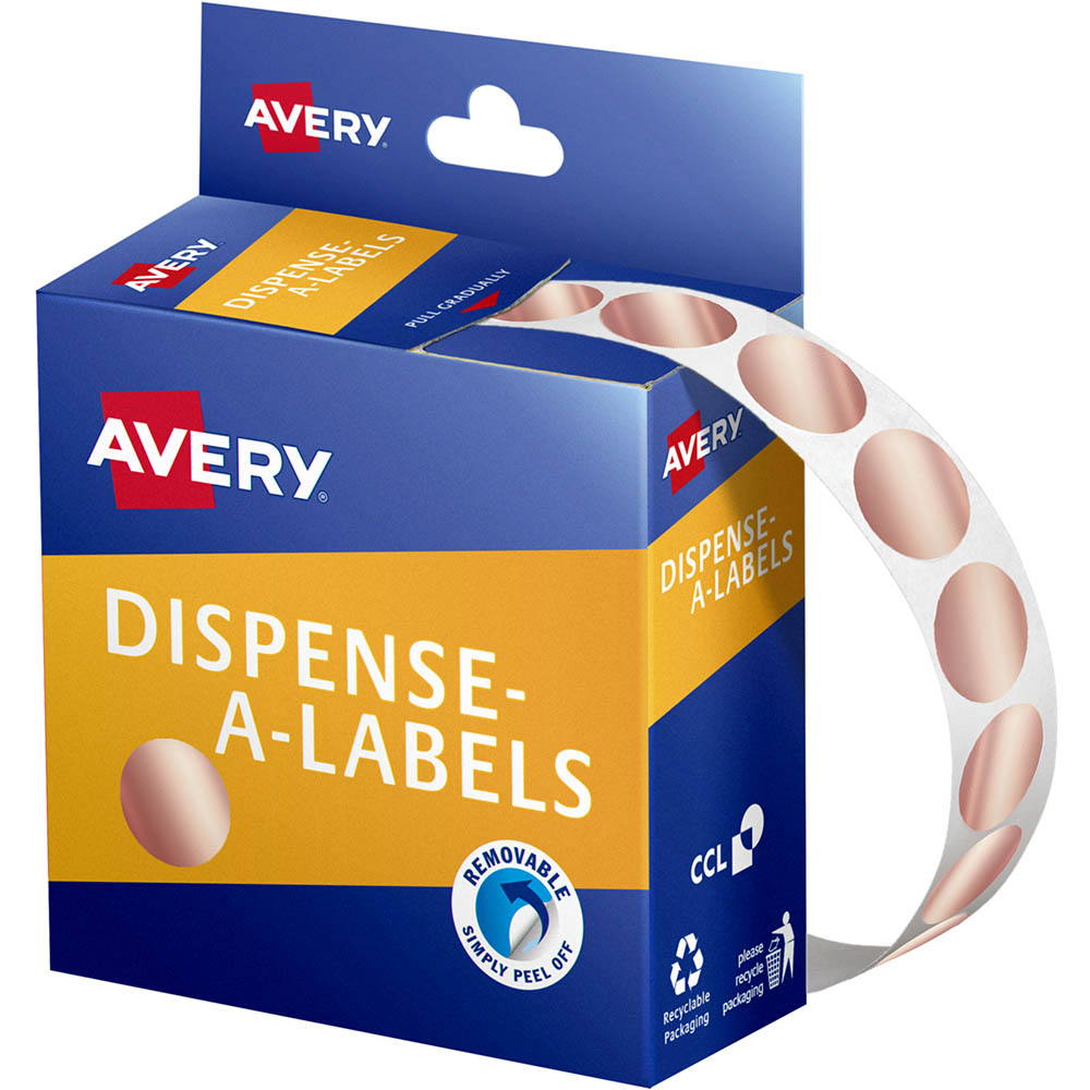 Image for AVERY 937369 ROUND LABEL DISPENSER 14MM ROSE GOLD BOX 500 from Office National Kalgoorlie