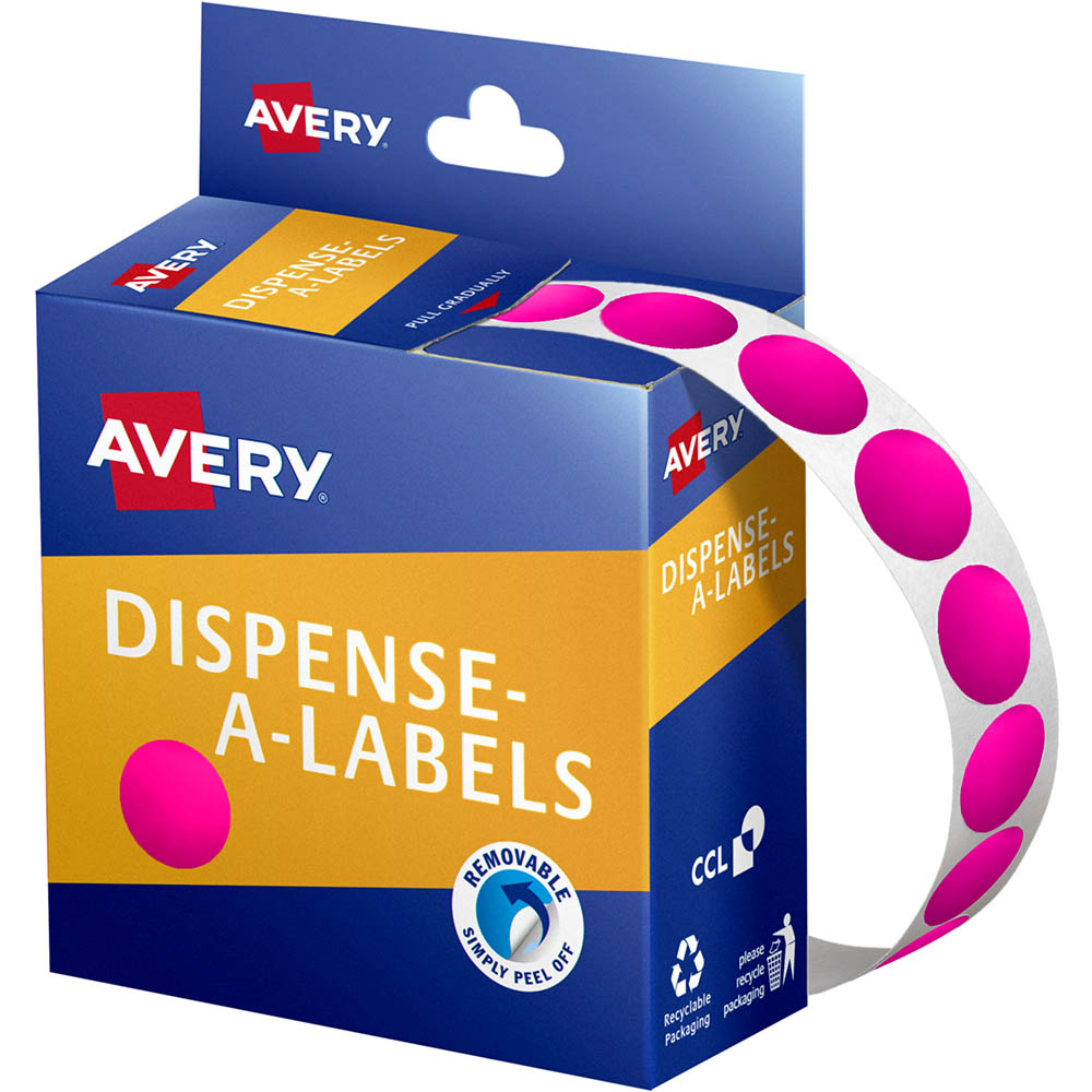 Image for AVERY 937370 ROUND LABEL DISPENSER 14MM FLUORO PINK BOX 700 from Office National Kalgoorlie