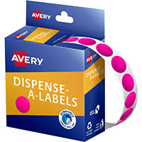 avery 937370 round label dispenser 14mm fluoro pink box 700