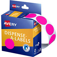 avery 937372 round label dispenser 24mm fluoro pink box 350