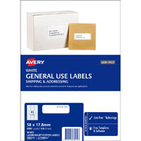 avery 938212 l7156 general use label laser/inkjet 45up white pack 100