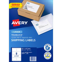 avery 959006 l7165 trueblock shipping label laser 8up white pack 100
