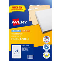 avery 959058 l7170 trueblock filing labels laser/inkjet 24up white pack 25
