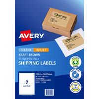 avery 959125 l7168 shipping label laser/inkjet 2up kraft brown pack 20