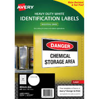 avery 959162 l6112hd multi-purpose labels 40mm round heavy duty white pack 240
