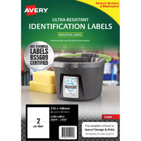 avery 959245 ultra-resistant identification labels 210 x 148mm white pack 10