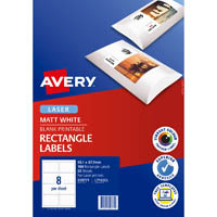 avery 959771 l7165cl multi-purpose photo quality label laser 8up matt white pack 20