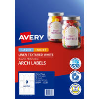 avery 980003 l7118 blank printable labels arched laser/inkjet 9up linen textured white pack 10
