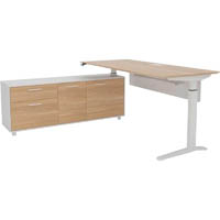 potenza executive electric height adjustable desk lhs buffet 2000 x 1820mm virginia walnut/white