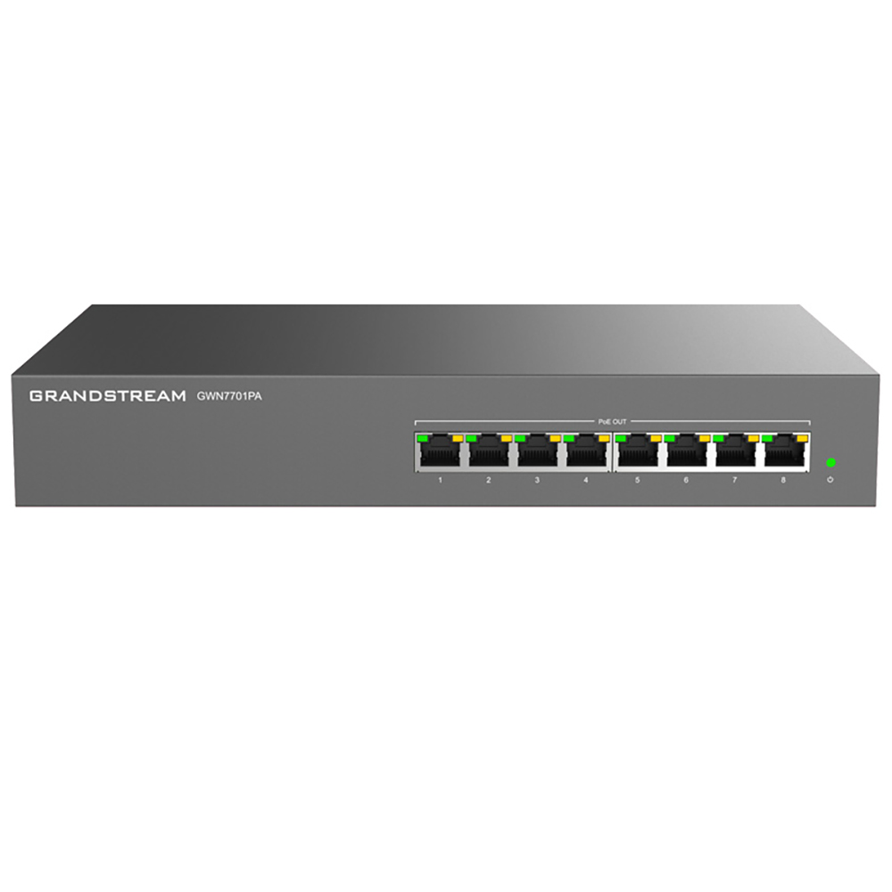 Image for GRANDSTREAM GWN7701PA NETWORK SWITCH UNMANAGED 8 PORT 8 POE BLACK from Chris Humphrey Office National