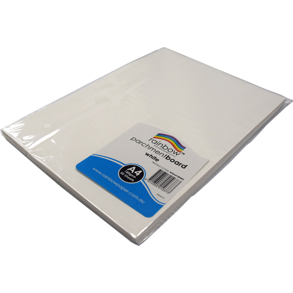 Image for RAINBOW PARCHMENT BOARD A4 180GSM WHITE PACK 50 from Chris Humphrey Office National