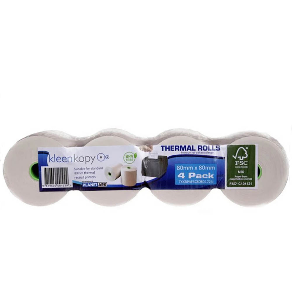 Image for ALLIANCE PAPER THERMAL ROLL 80 X 80 X 17 MM BPA FREE PACK 4 from Hedland Emporium Office National