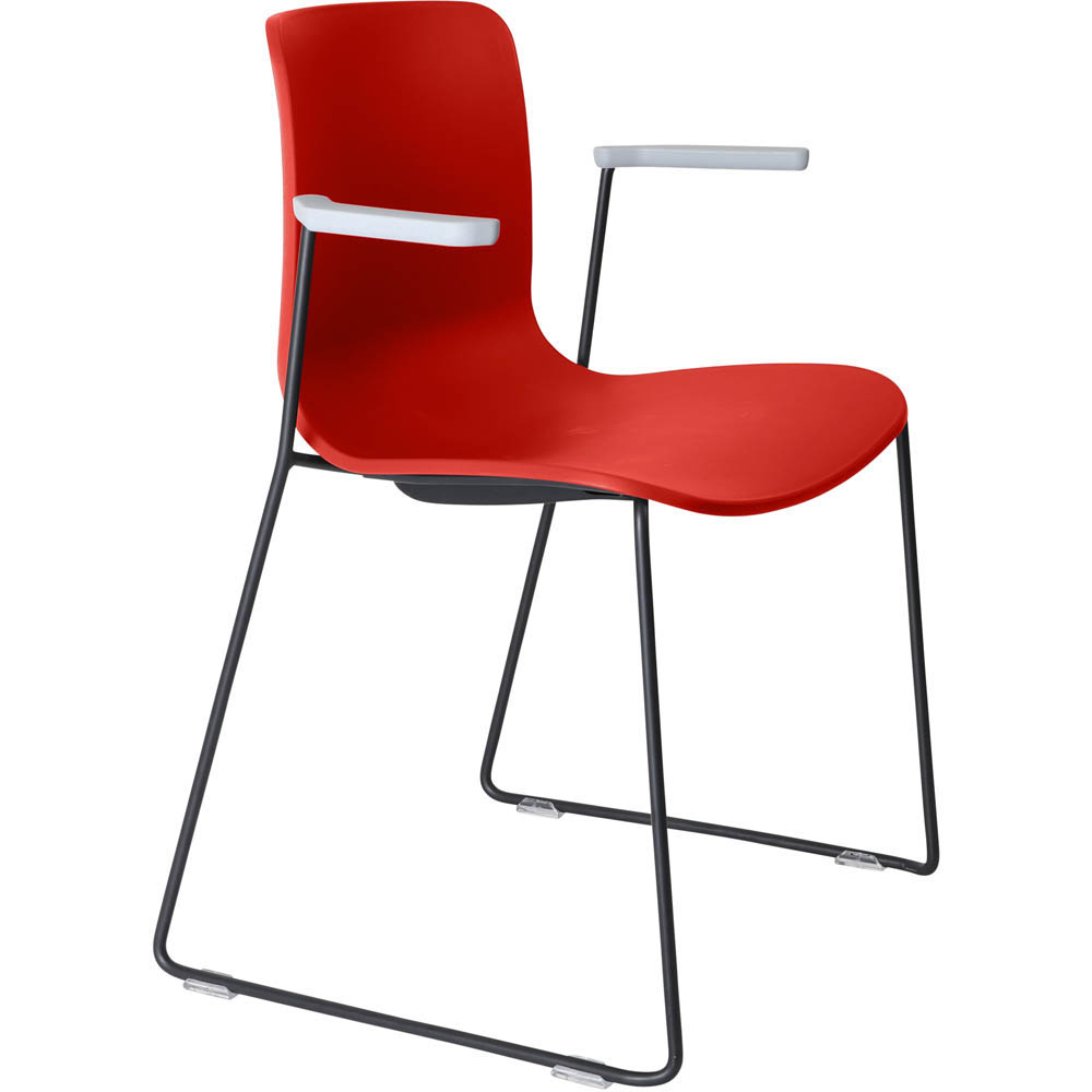 Image for DAL ACTI CHAIR SLED BASE ARMS LIGHT GREY ARM-PADS AND BLACK POWDERCOAT FRAME POLYPROP SHELL from Office National