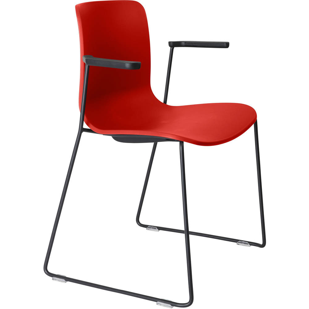 Image for DAL ACTI CHAIR SLED BASE ARMS BLACK ARM-PADS AND BLACK POWDERCOAT FRAME POLYPROP SHELL from Axsel Office National