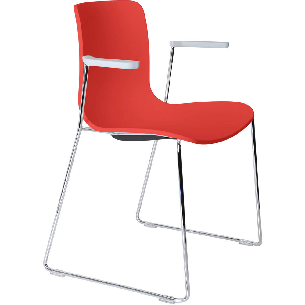 Image for DAL ACTI CHAIR SLED BASE ARMS LIGHT GREY ARM-PADS AND CHROME FRAME POLYPROP SHELL from Office National Capalaba