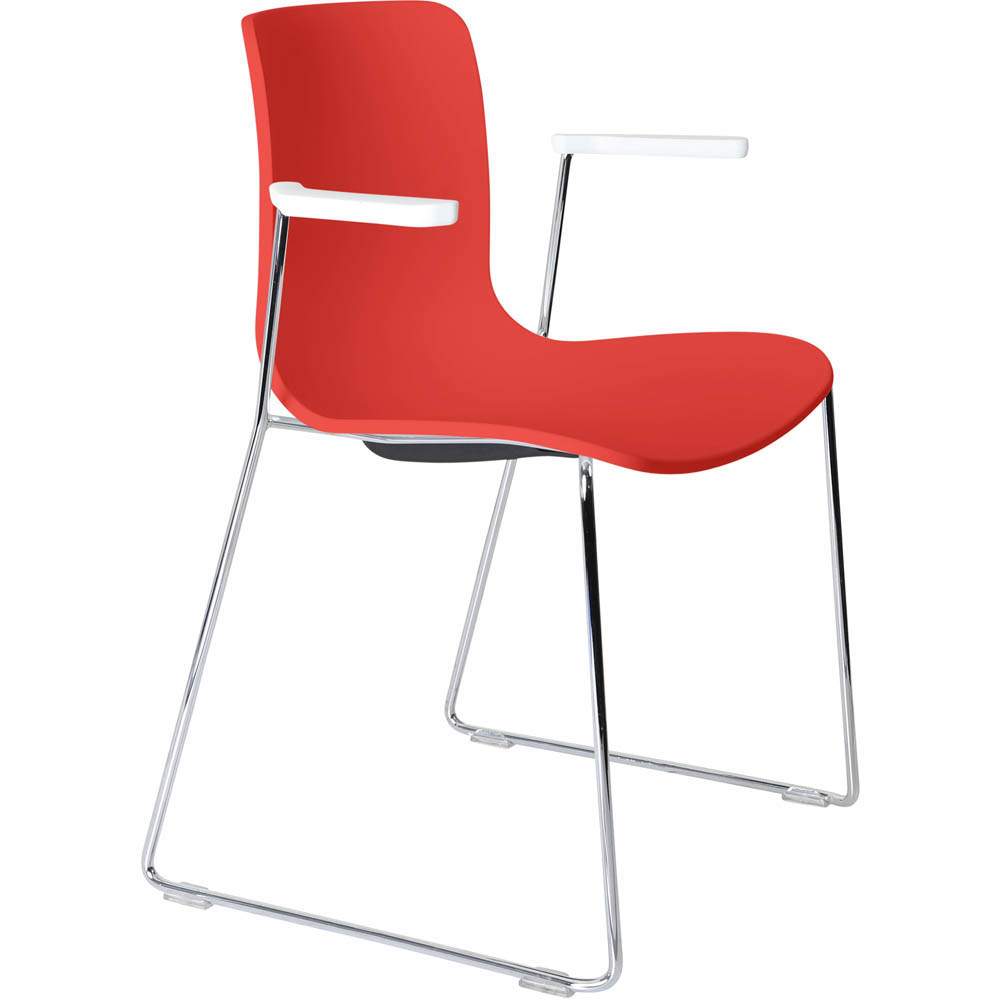 Image for DAL ACTI CHAIR SLED BASE ARMS WHITE ARM-PADS AND CHROME FRAME POLYPROP SHELL from Office National