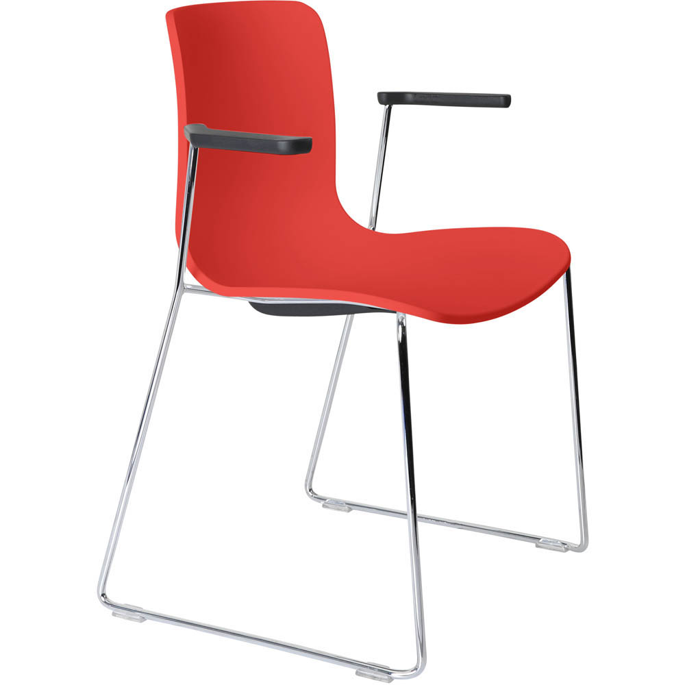Image for DAL ACTI CHAIR SLED BASE ARMS BLACK ARM-PADS AND CHROME FRAME POLYPROP SHELL from Office National Capalaba