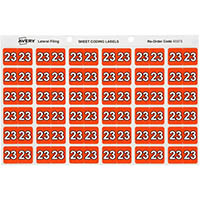 avery 43373 lateral file label side tab year code 23 25 x 38mm orange pack 180