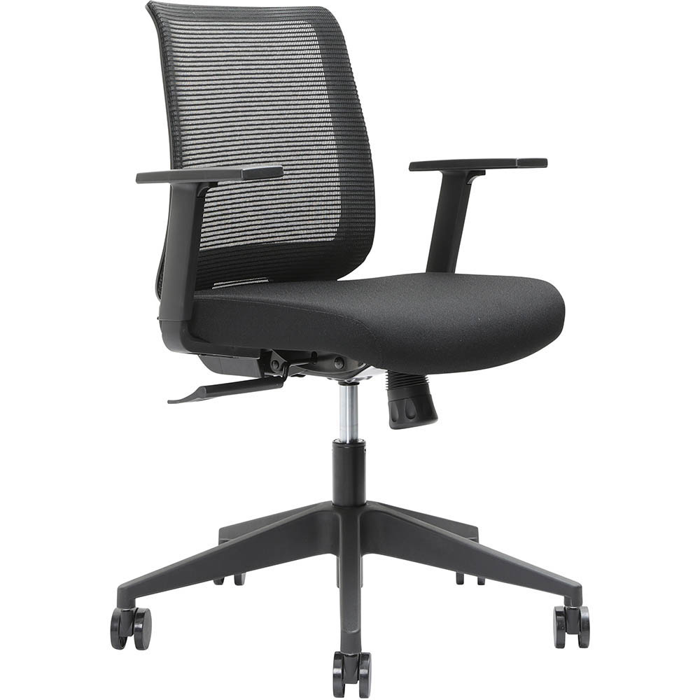 Image for BRINDIS TASK CHAIR LOW MESH BACK NYLON BASE ARMS BLACK from Complete Stationery Office National (Devonport & Burnie)