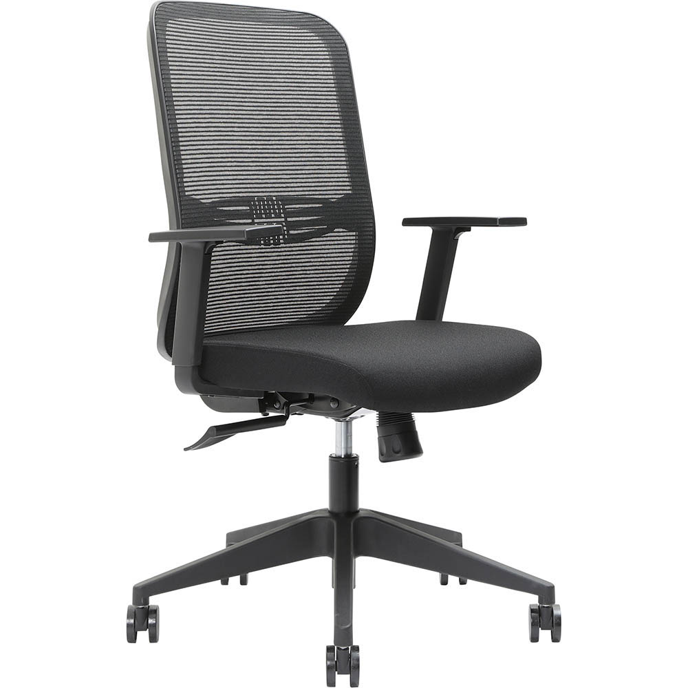 Image for BRINDIS TASK CHAIR HIGH MESH BACK NYLON BASE ARMS BLACK from Pirie Office National
