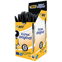 bic cristal ballpoint pens medium black box 50