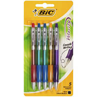 bic velocity retractable ballpoint pen 1.0mm assorted pack 5