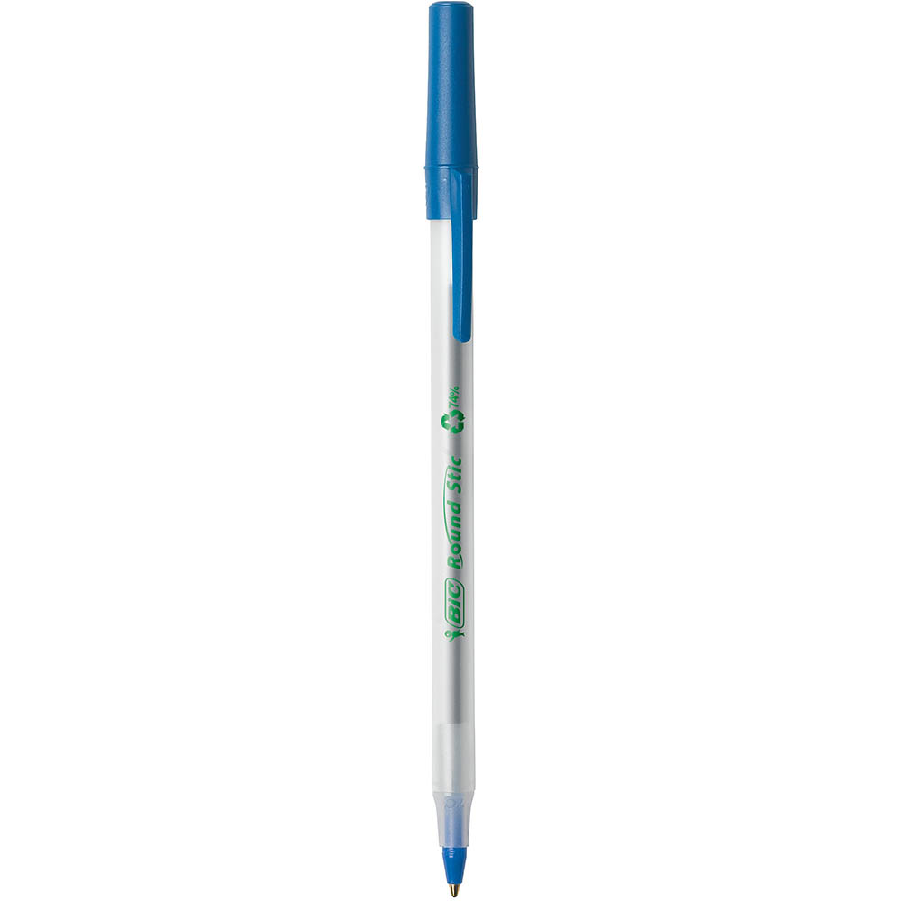 Image for BIC ECOLUTIONS ROUND STIC BALLPOINT PEN MEDIUM BLUE BOX 50 from Paul John Office National