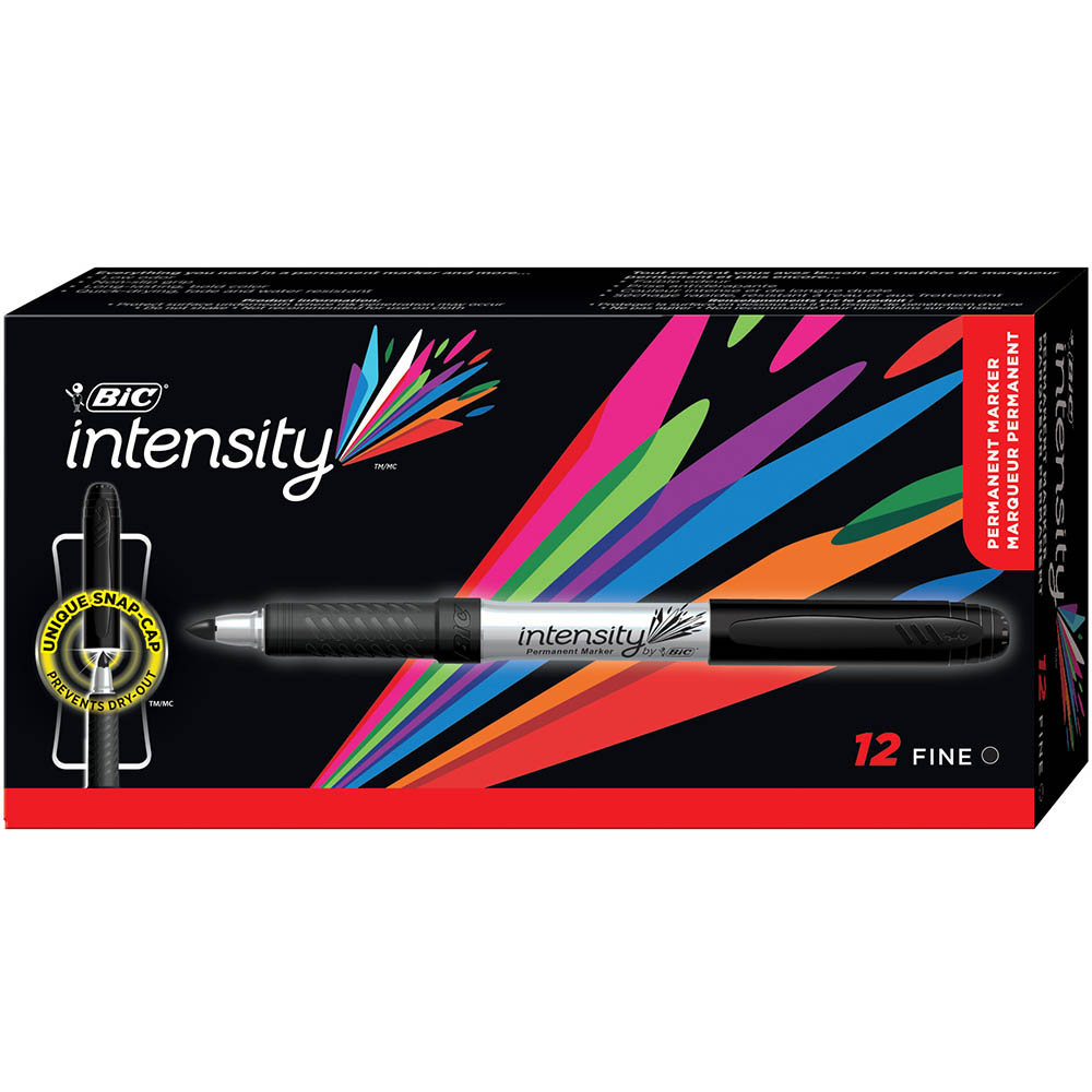 Image for BIC INTENSITY PERMANENT MARKER BULLET FINE BLACK BOX 12 from Aztec Office National Melbourne