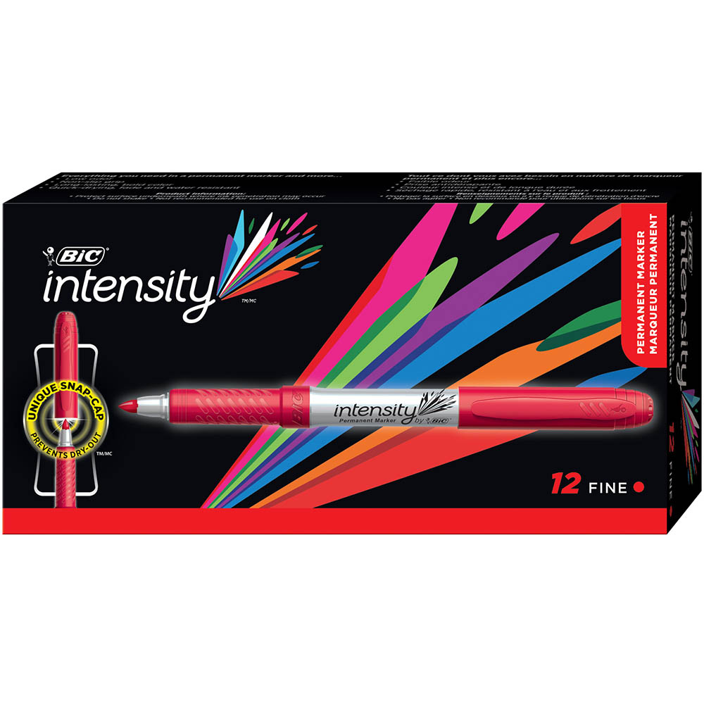 Image for BIC INTENSITY PERMANENT MARKER BULLET FINE RED BOX 12 from PaperChase Office National