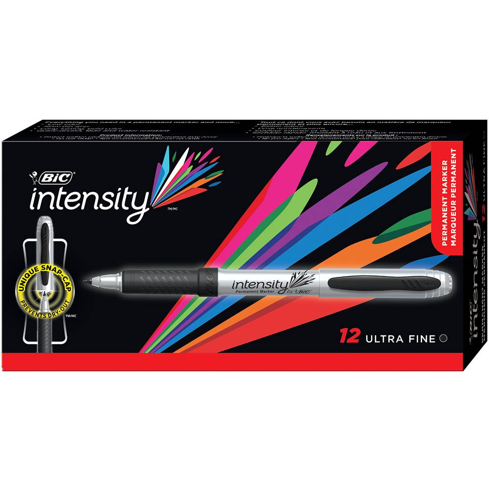 Image for BIC INTENSITY PERMANENT MARKER BULLET ULTRA FINE BLACK BOX 12 from Office National Limestone Coast