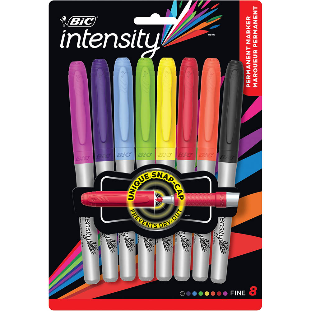 Image for BIC INTENSITY PERMANENT MARKER BULLET FINE ASSORTED PACK 8 from Aztec Office National Melbourne