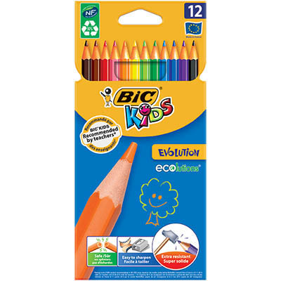 Image for BIC KIDS EVOLUTION COLOURING PENCIL ASSORTED PACK 12 from Office National Hobart