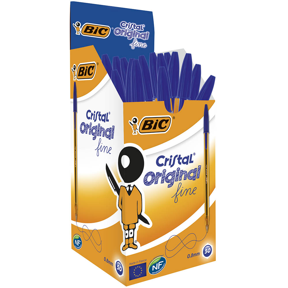 Image for BIC CRISTAL ORIGINAL BALLPOINT PENS FINE BLUE BOX 50 from PaperChase Office National