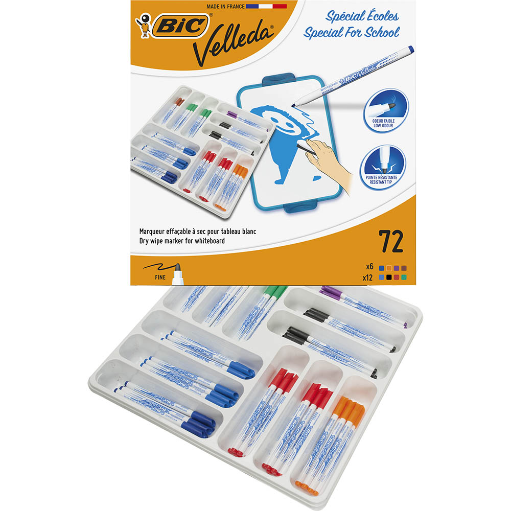 Image for BIC VELLEDA 1721 WHITEBOARD MARKER BULLET FINE ASSORTED CLASSPACK 72 from Office National Perth CBD
