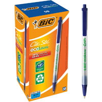 bic ecolutions clic stic retractable ballpoint pen medium blue box 50