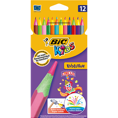 Image for BIC KIDS EVOLUTION CIRCUS COLOURING PENCILS ASSORTED PACK 12 from Surry Office National