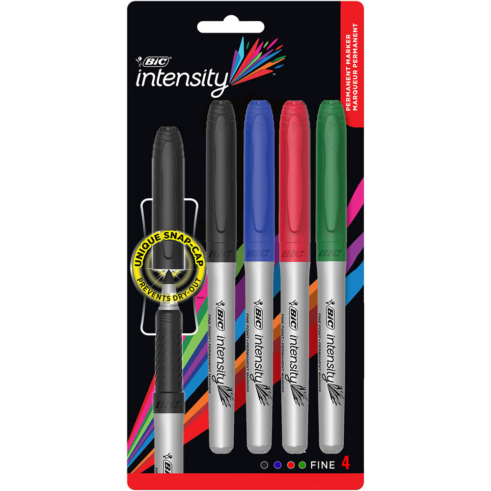 Image for BIC INTENSITY PERMANENT MARKER BULLET FINE ASSORTED PACK 4 from Mackay Business Machines (MBM) Office National