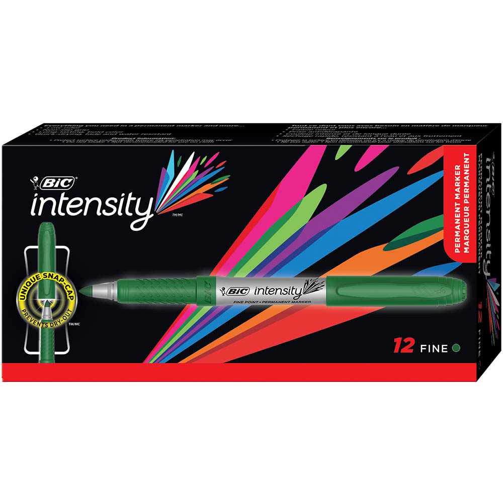 Image for BIC INTENSITY PERMANENT MARKER BULLET FINE GREEN BOX 12 from Surry Office National