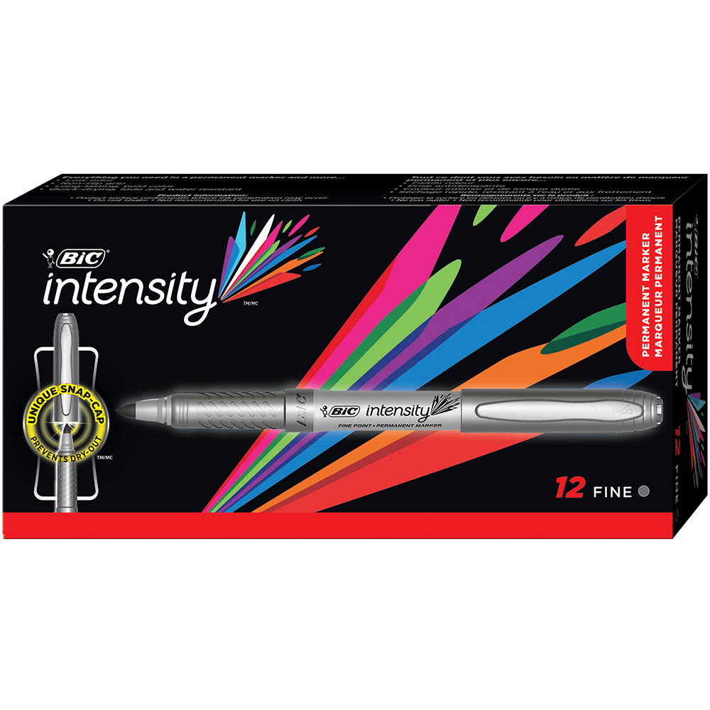 Image for BIC INTENSITY PERMANENT MARKER BULLET FINE METALLIC SILVER BOX 12 from Aztec Office National Melbourne