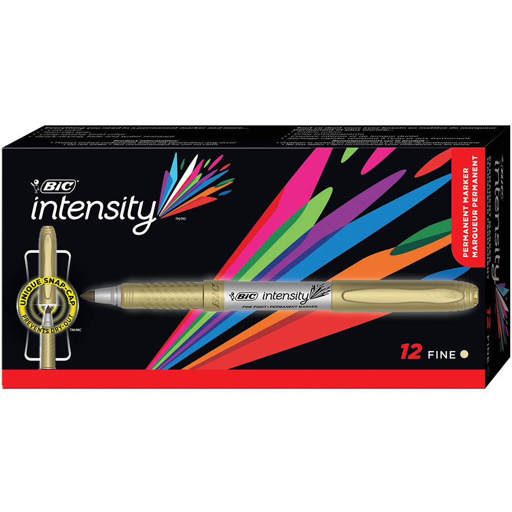 Image for BIC INTENSITY PERMANENT MARKER BULLET FINE METALLIC GOLD BOX 12 from Surry Office National