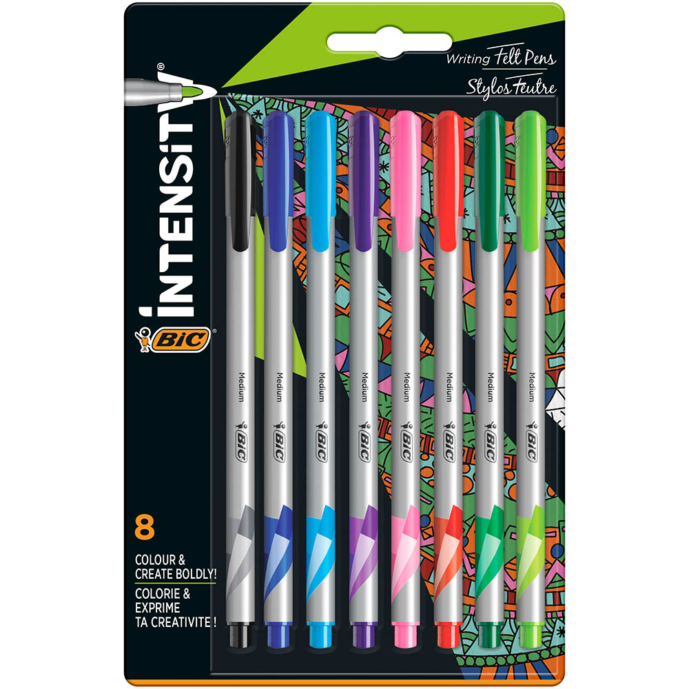 Image for BIC INTENSITY WRITING COLOURING FELT PENS 0.8MM ASSORTED PACK 8 from PaperChase Office National