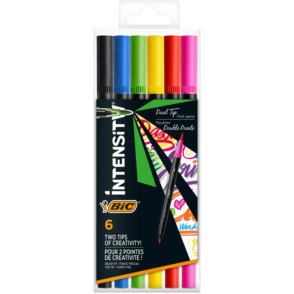 Image for BIC INTENSITY FINELINER DUAL TIP MARKERS 1.0MM ASSORTED PACK 6 from PaperChase Office National